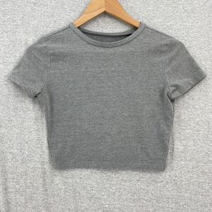 Wild Fable Blouse Womens Small Gray Cropped Short Sleeve Stretch Tee